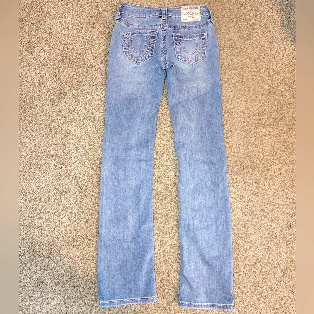 NWOT True Religion Billie Super T Pink Stitch Straight Jeans - Size 24 - Picture 2 of 10